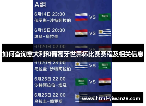 如何查询意大利和葡萄牙世界杯比赛赛程及相关信息