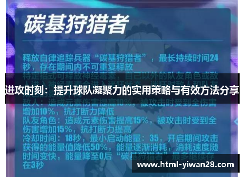 进攻时刻：提升球队凝聚力的实用策略与有效方法分享